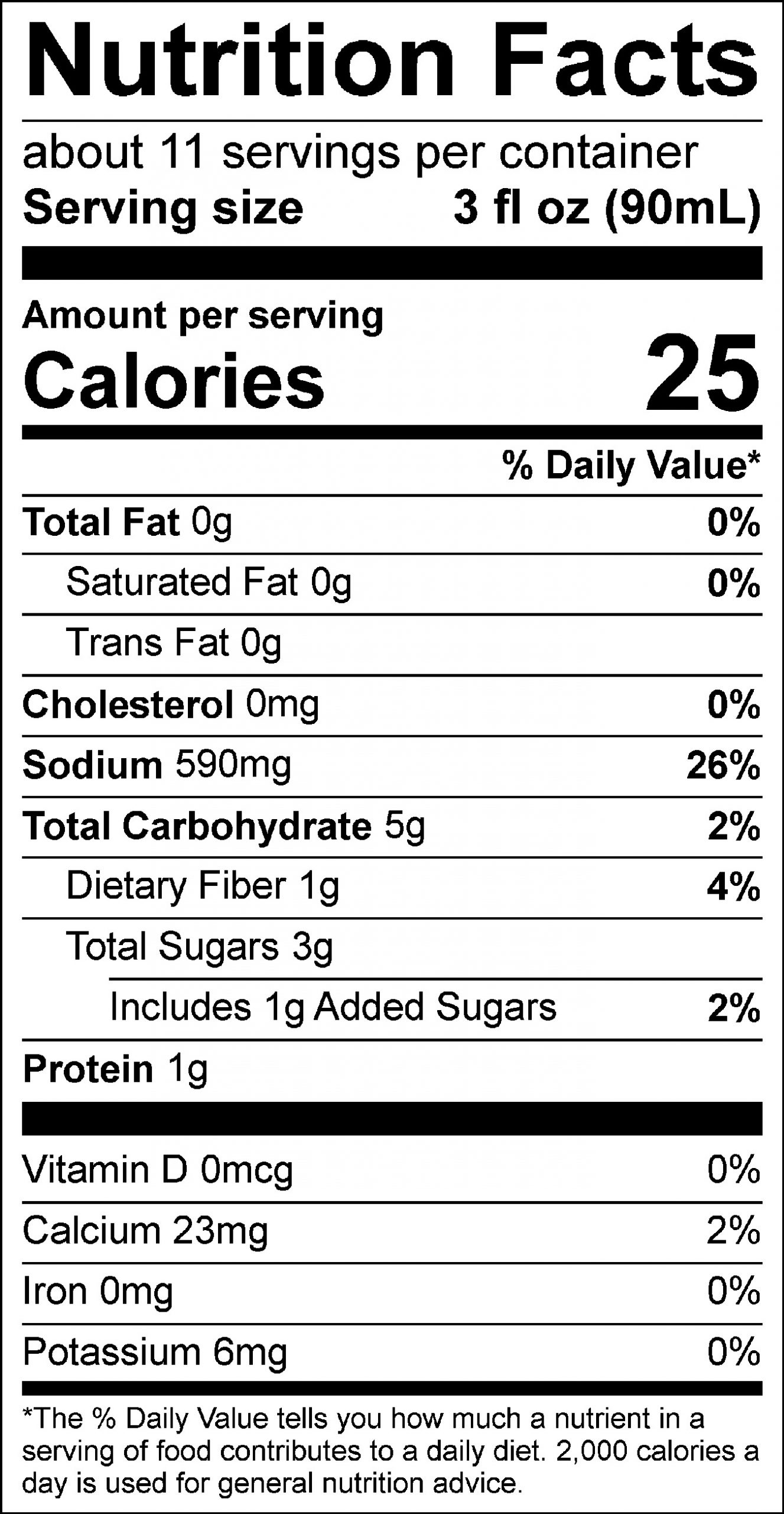 nutrition facts for FRANK'S RedHot® Original Bloody Mary Mix
