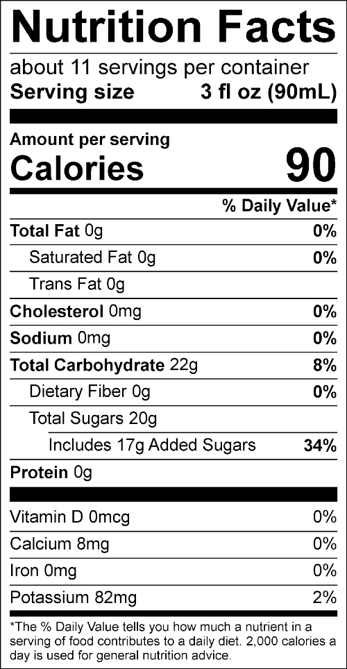 nutrition facts for GEORGE'S® Strawberry Margarita - Daiquiri Mix