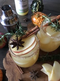 GEORGE’S® Spiced Harvest Margarita served with apple slices, lime wheels, cinnamon sticks, and star anise garnish