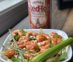 bowl of FRANK'S RedHot® Bloody Mary Buffalo Shrimp Salad
