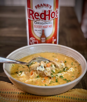 bowl of FRANK'S RedHot® Bloody Mary Buffalo Chicken Soup