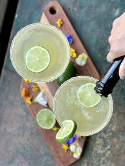 champagne poured in GEORGE’S® Margarita Mimosas