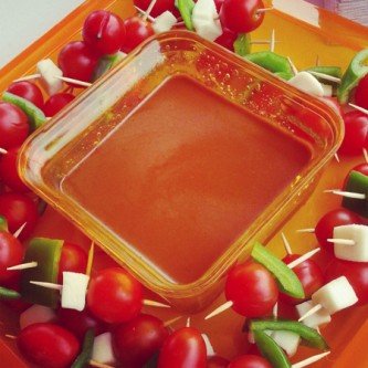 GEORGE’S® Bloody Mary Dressing in dipping bowl served with hors d'oeuvre