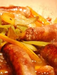close up of GEORGE’S® Sausage and Peppers
