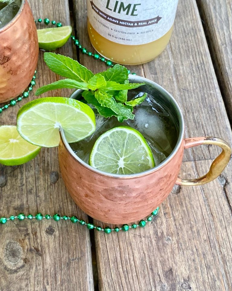 Irish cocktail with whiskey ginger beer margarita mix lime mule