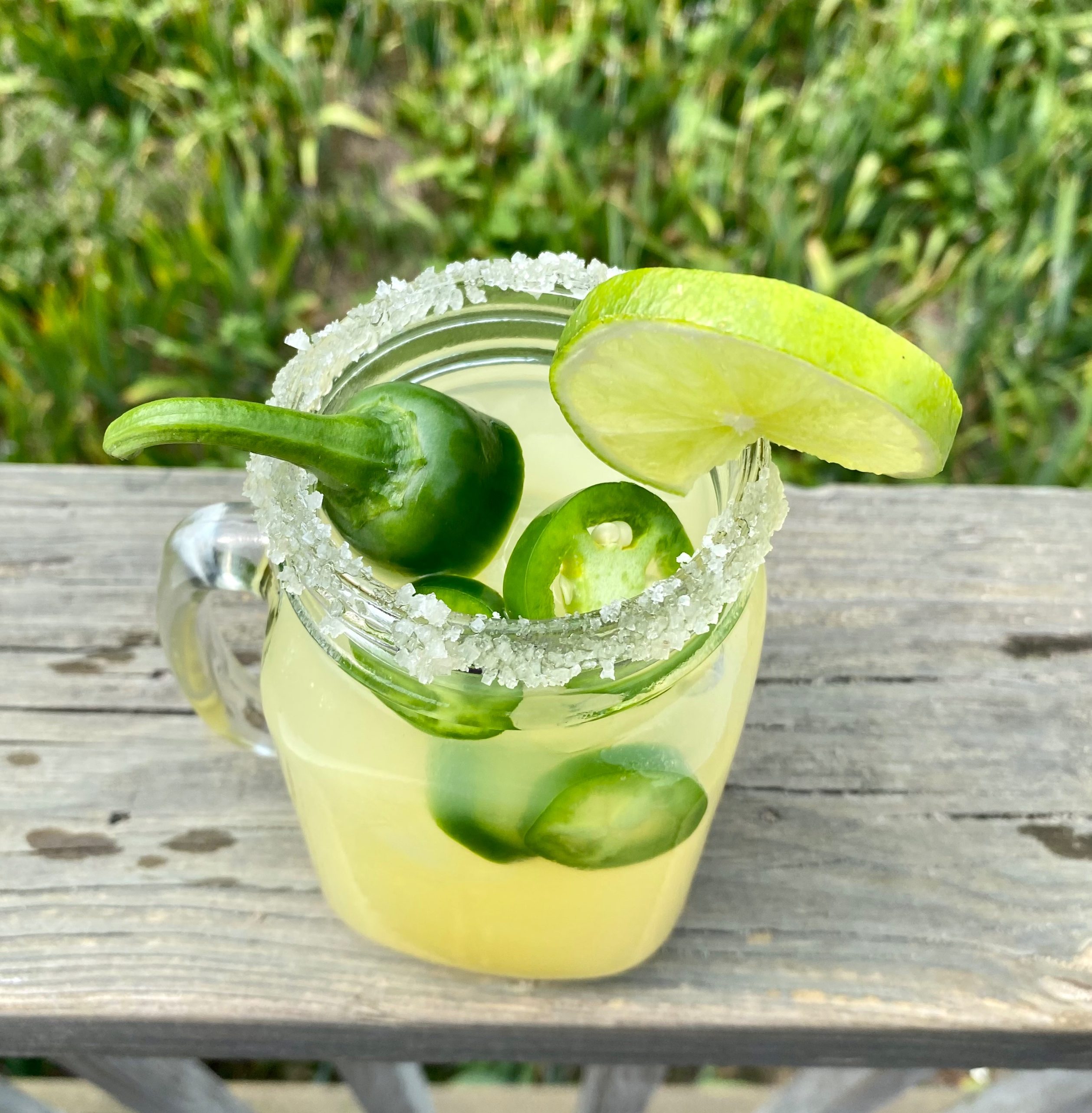 Spicy jalapeno lime margarita with tequila