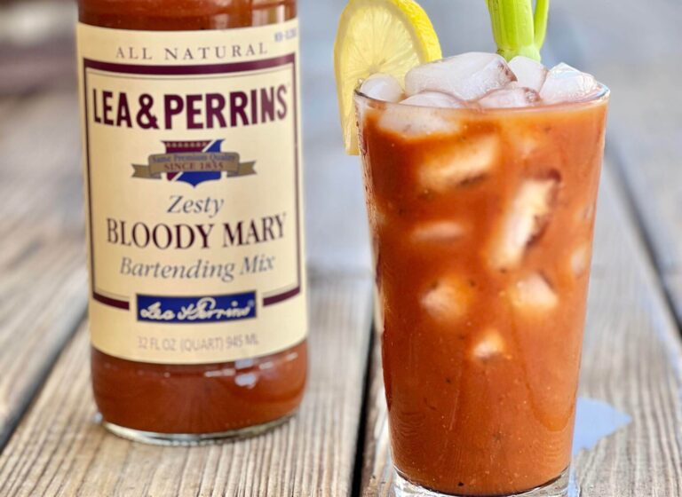 Lea & Perrins Bloody Mary Mix bottle with cocktail