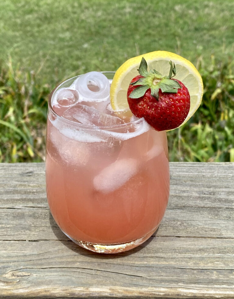 cocktail with lemon and strawberry